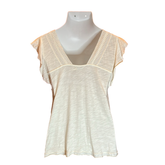 URBAN OUTFITTER’S “Kimchi Blue” Precious Cream Top with Crochet Lace Trim Size L - Picture 5 of 9